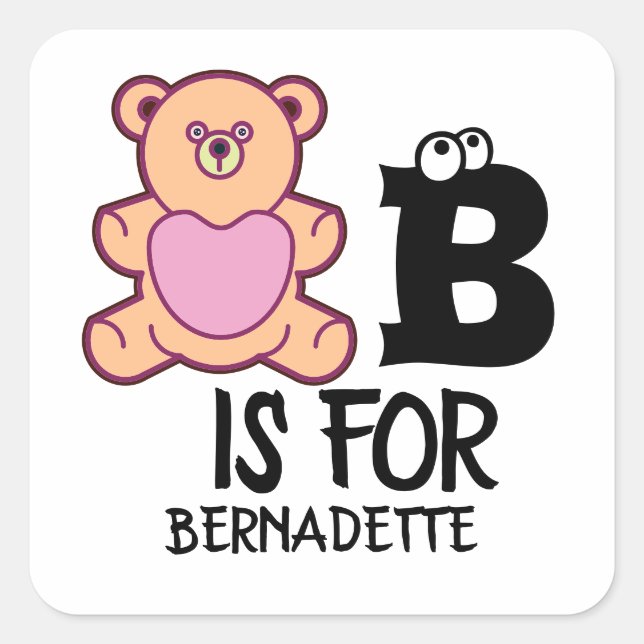 Benutzerdefinierte Monogramm B ist für ein lustige Quadratischer Aufkleber (Vorderseite)