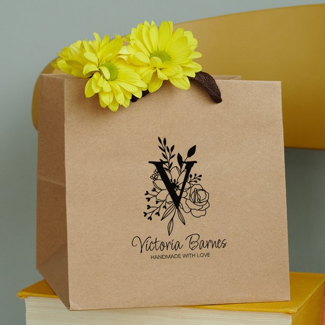 Benutzerdefinierte Monogramm-Blume Handmade-Busine Gummistempel (Von Creator hochgeladen)