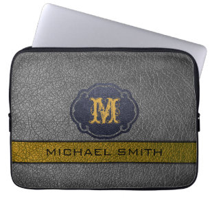 Benutzerdefinierte Monogramm-Bronze und schwarzes Laptopschutzhülle