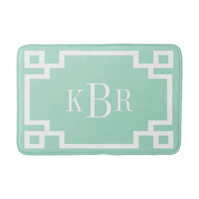 benutzerdefinierte Monogramm für Minze und Weißgri Badematte (Vorderseite)