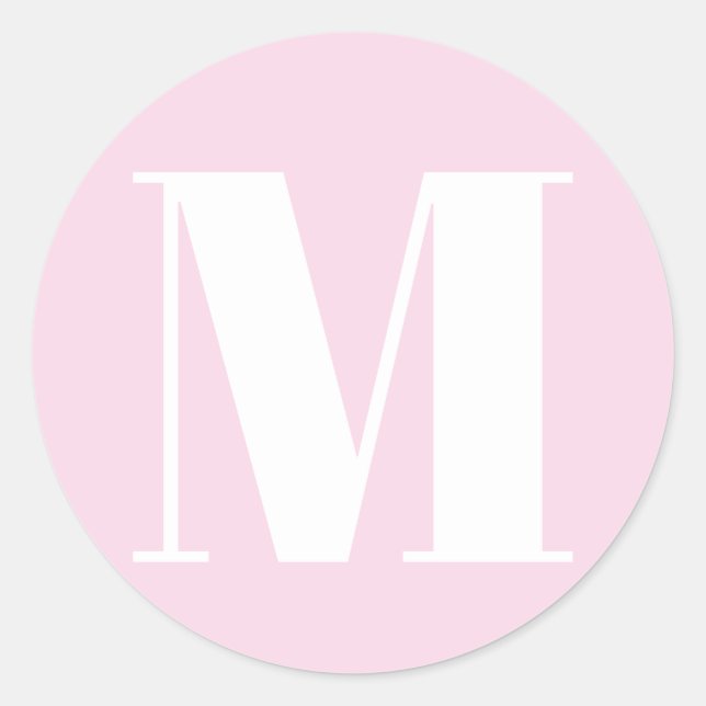 Benutzerdefinierte monogramm hellrosa Anfangsnumme Runder Aufkleber (Vorderseite)