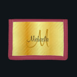 Benutzerdefinierte Monogramm-Imitate Gold-Elegante Trifold Geldbörse<br><div class="desc">Benutzerdefinierte Monogram Imitate Gold Elegant Template Foto Brieftasche.</div>
