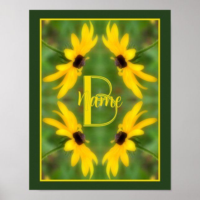 Benutzerdefinierte Monogramm-Initialen Name Black  Poster (Vorne)