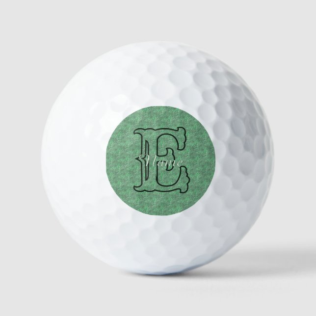 Benutzerdefinierte Monogramm-Initialen Name Grün F Golfball (Vorderseite)