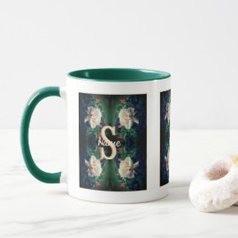 Benutzerdefinierte Monogramm-Initialen Name Pfirsi Tasse