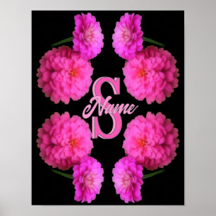 Benutzerdefinierte Monogramm-Initialen Name Zinnia Poster