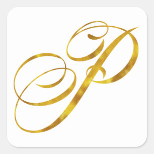 Benutzerdefinierte Monogramm-P-Imitat Goldfolie-Mo Quadratischer Aufkleber