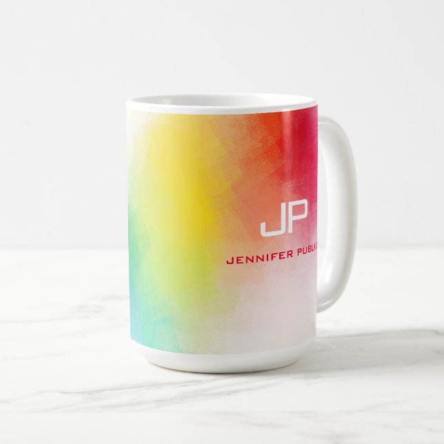 Benutzerdefinierte Monogramm-Regenbogenfarben Abst Kaffeetasse (VorderseiteRechts)