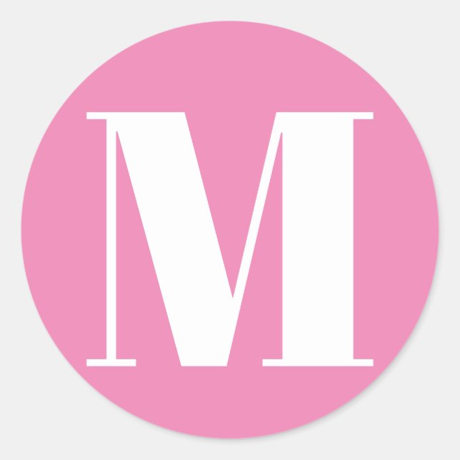Benutzerdefinierte monogramm rosa weiße Anfangsnum Runder Aufkleber (Vorderseite)