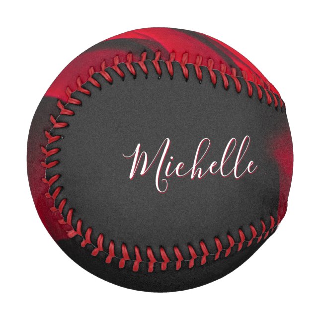 Benutzerdefinierte Monogramm-rote Rose Vintages Fo Baseball (Vorderseite Links)