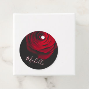 Benutzerdefinierte Monogramm-rote Rose Vintages Fo Geschenkanhänger