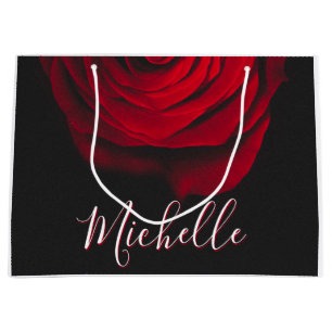 Benutzerdefinierte Monogramm-rote Rose Vintages Fo Große Geschenktüte