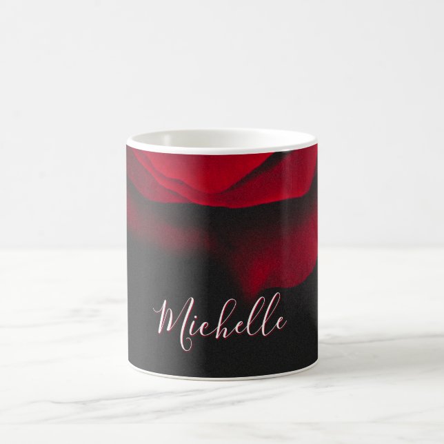 Benutzerdefinierte Monogramm-rote Rose Vintages Fo Kaffeetasse (Mittel)