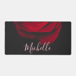Benutzerdefinierte Monogramm-rote Rose Vintages Fo Schreibtischunterlage