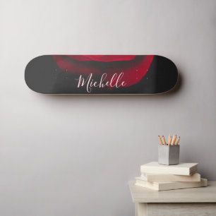 Benutzerdefinierte Monogramm-rote Rose Vintages Fo Skateboard