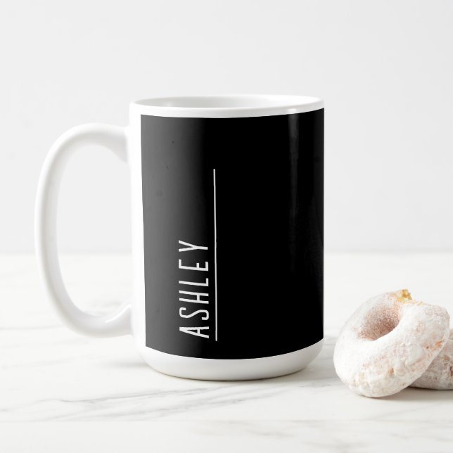 Benutzerdefinierte Monogramm, schwarze neue Zeile Kaffeetasse (Mit Donut)