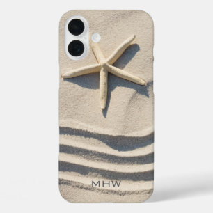 Benutzerdefinierte Monogramm-Starfish-Telefonfälle iPhone 16 Plus Hülle