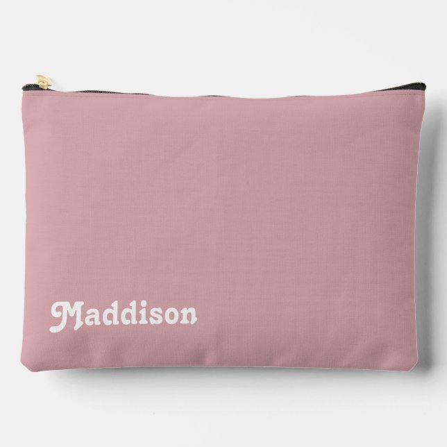 Benutzerdefinierte Monogramm, staubige rosa Retrot Zubehörtasche (Vorderseite)