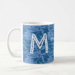 Benutzerdefinierte Monogramm-Tasse und Name Blue C Kaffeetasse
