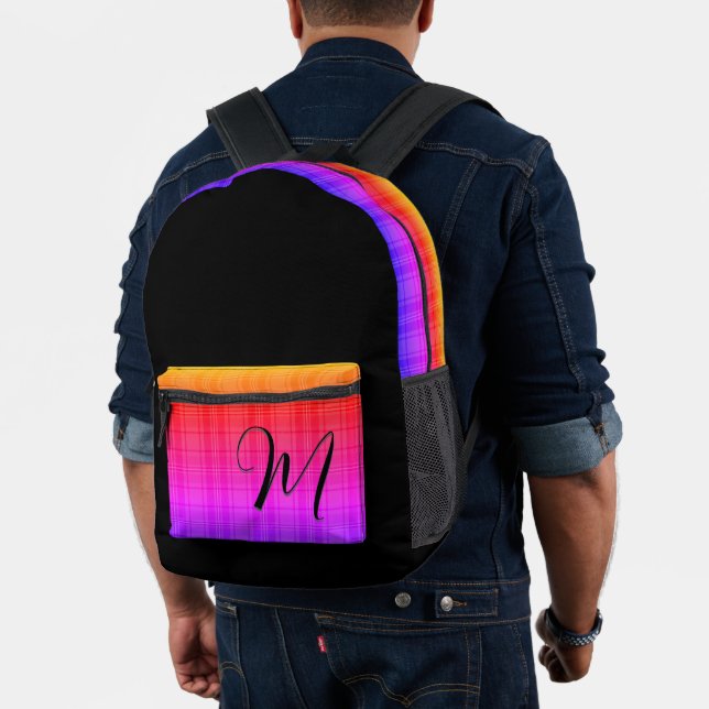 Benutzerdefinierte Monogramm Topographie Retro far Bedruckter Rucksack (Insitu (Modell))