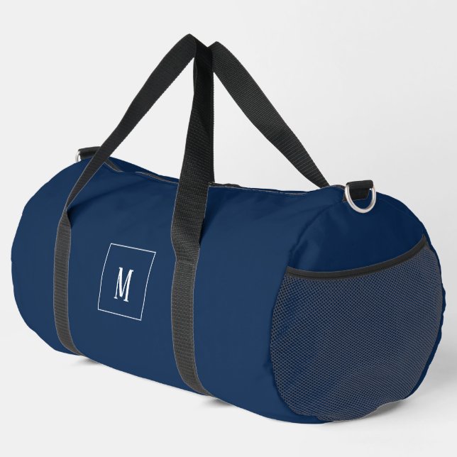 Benutzerdefinierte Monogramm, überall dunkelblau Duffle Bag (Rechte Ecke)
