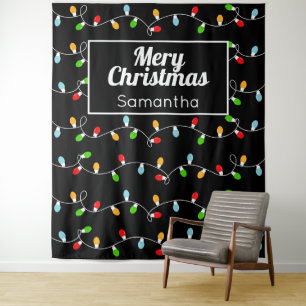Benutzerdefinierte Monogramm-Weihnachtsbeleuchtung Wandteppich