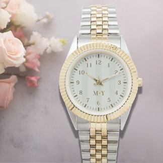 Benutzerdefinierte Monogramm-Zweiton-Erbeuhr Armbanduhr