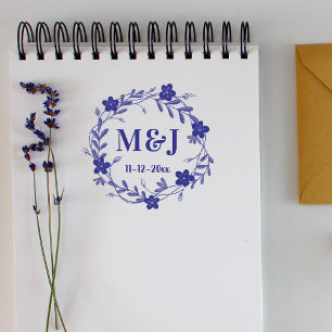 Benutzerdefinierte Monogramme und Blumengirlande m Permastempel