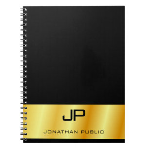 Benutzerdefinierte monogrammierte schwarze und gol notizblock