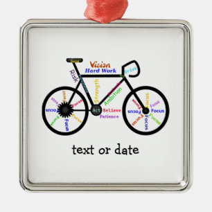 Benutzerdefinierte Motivierend Wörter für Fahrradl Silbernes Ornament