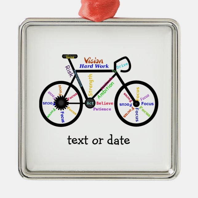 Benutzerdefinierte Motivierend Wörter für Fahrradl Silbernes Ornament (Vorne)