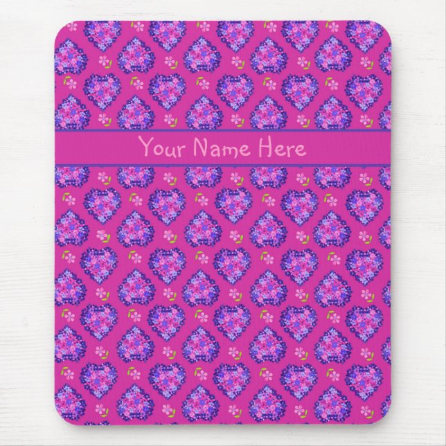 Benutzerdefinierte Mousepad-, Magenta-Herzen und B Mousepad (Vorne)