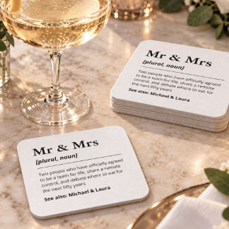 Benutzerdefinierte Mr Mrs Hochzeitsempfang Frischv Rechteckiger Pappuntersetzer