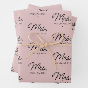 Benutzerdefinierte Mrs. Est. Moderne elegante Schr Geschenkpapier Set