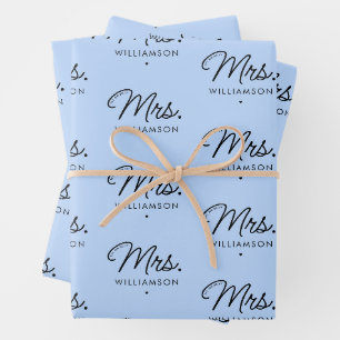 Benutzerdefinierte Mrs. Est. Moderne elegante Schr Geschenkpapier Set