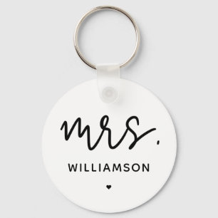 Benutzerdefinierte Mrs.   Minimalistische Hochzeit Schlüsselanhänger