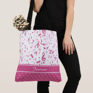 Benutzerdefinierte Musiknote und Herzmuster rosa W Tasche