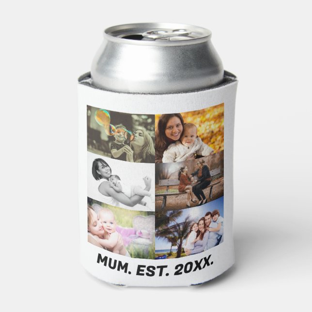 Benutzerdefinierte Muss EST 20XX 6 Foto Collage Ca Dosenkühler (Kanne Vorderseite)
