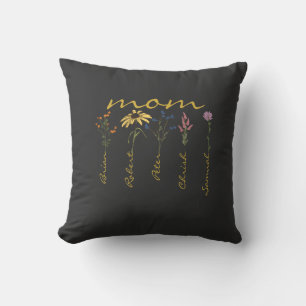 Benutzerdefinierte Mutter-Kinder-Name-Blume Kissen