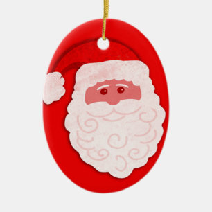Benutzerdefinierte Nachricht: Santa rot und weiß Keramik Ornament