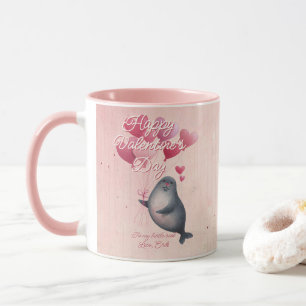 Benutzerdefinierte Nachricht Siegel Tier Valentins Tasse