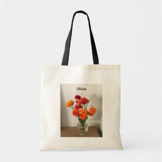 Benutzerdefinierte Name Farbige Ranunculus-Blumen Tragetasche