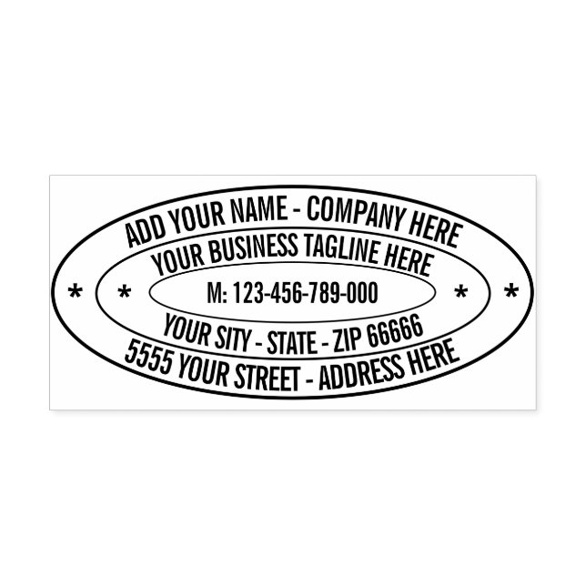 Benutzerdefinierte Name-Info-Adresse Oval-Kautschu Gummistempel (Prägung)