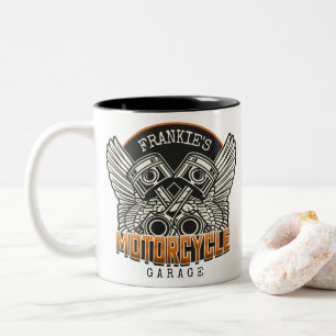 Benutzerdefinierte NAME Kolben Flügel Motorrad Bik Zweifarbige Tasse