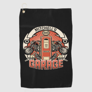Benutzerdefinierte NAME Retro-Tankstelle Motorrad  Golfhandtuch