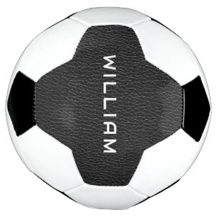 Benutzerdefinierte Name Schwarz Leder-Finish-Textu Fußball