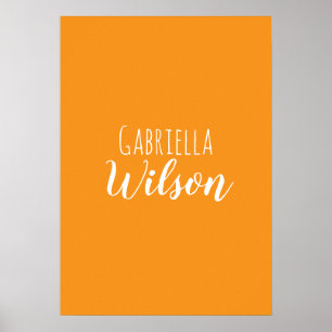 Benutzerdefinierte Namen modernes orange minimalis Poster