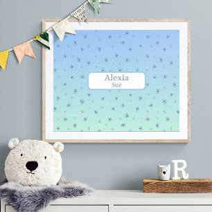 Benutzerdefinierte Namens-Kinderschmuck-Blumen in Poster