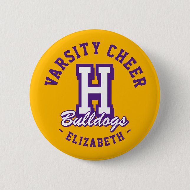 Benutzerdefinierte Namens-Varsity-Cheer-Pin, Schul Button (Vorderseite)