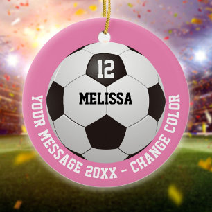 Benutzerdefinierte Namensnummer Fußball Message Keramik Ornament